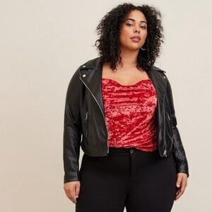Torrid 4K Red Velvet Cowl Cami